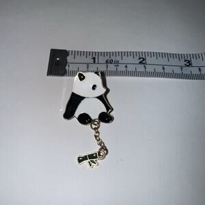 Panda With Chained Bamboo Pin Brooch